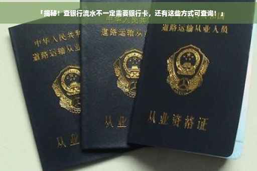 「揭秘！查银行流水不一定需要银行卡，还有这些方式可查询！」