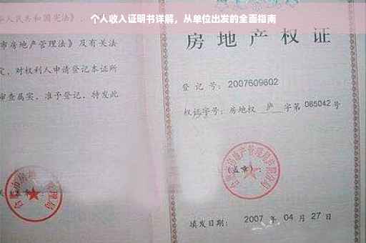 个人收入证明书详解，从单位出发的全面指南