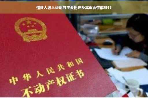 借款人收入证明的主要用途及其重要性解析??