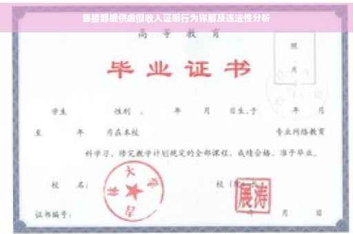 售楼部提供虚假收入证明行为详解及违法性分析