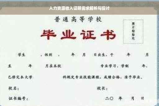 人力资源收入证明需求解析与探讨