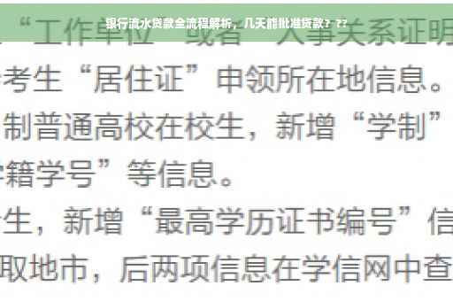 银行流水贷款全流程解析，几天能批准贷款？??