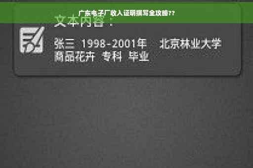 广东电子厂收入证明撰写全攻略??