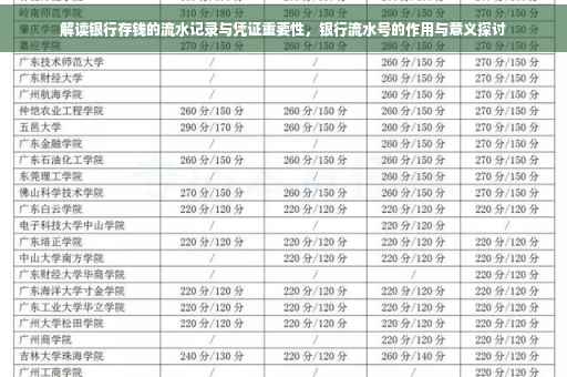 解读银行存钱的流水记录与凭证重要性，银行流水号的作用与意义探讨