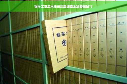 银行工资流水账单深度调查全攻略揭秘??