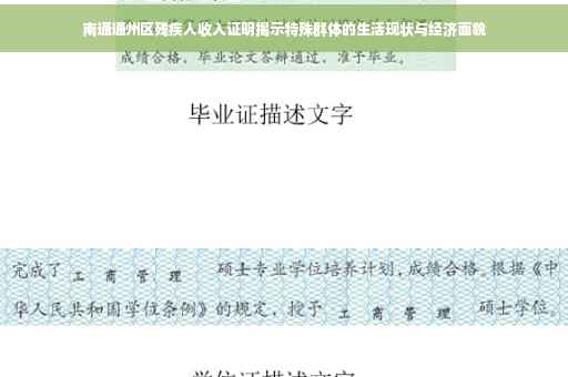 南通通州区残疾人收入证明揭示特殊群体的生活现状与经济面貌