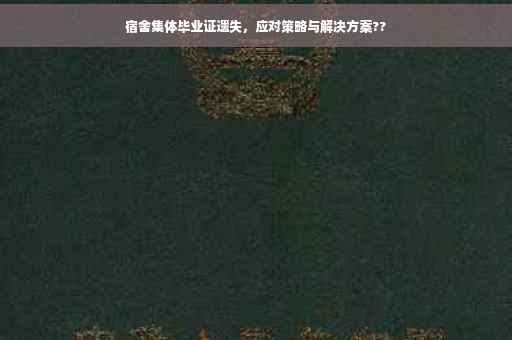 宿舍集体毕业证遗失，应对策略与解决方案??