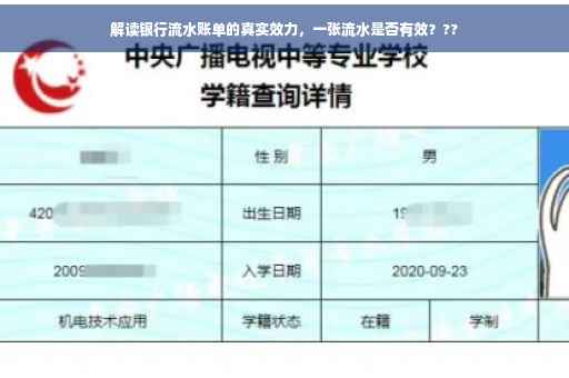 解读银行流水账单的真实效力，一张流水是否有效？??