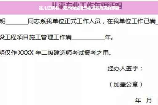 孤儿证明书，无声呐喊揭示被遗忘角落的呼唤