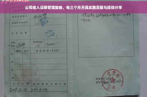 公司收入证明管理策略，每三个月开具实践洞察与经验分享