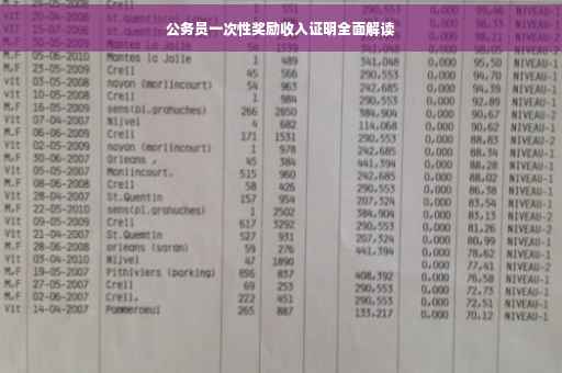 公务员一次性奖励收入证明全面解读
