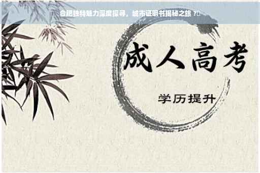 合肥独特魅力深度探寻，城市证明书揭秘之旅 ?✨
