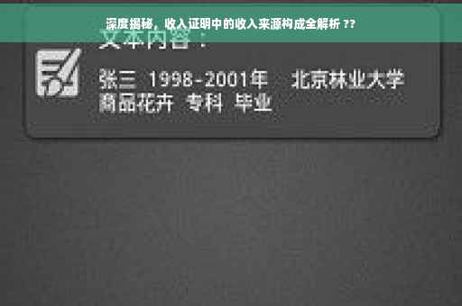 深度揭秘，收入证明中的收入来源构成全解析 ??