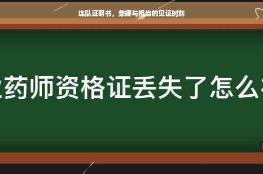 连队证明书，荣耀与担当的见证时刻