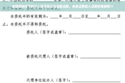 自媒体时代下的个人经济独立与自我证明，单身证明收入证明的重要性??