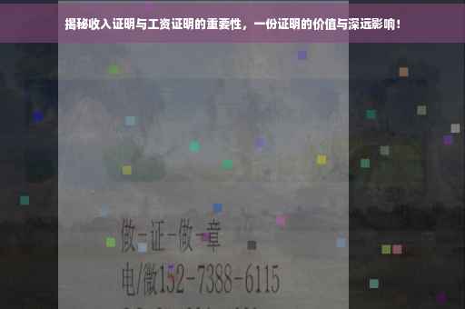 揭秘收入证明与工资证明的重要性，一份证明的价值与深远影响！