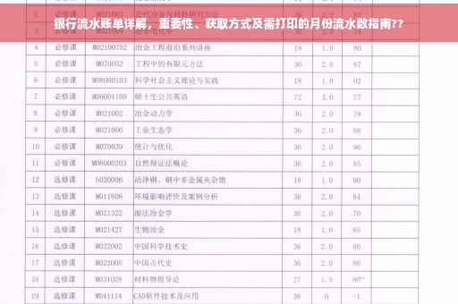 银行流水账单详解，重要性、获取方式及需打印的月份流水数指南??