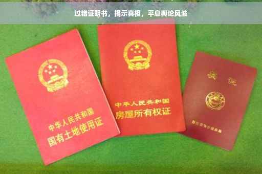 过错证明书，揭示真相，平息舆论风波