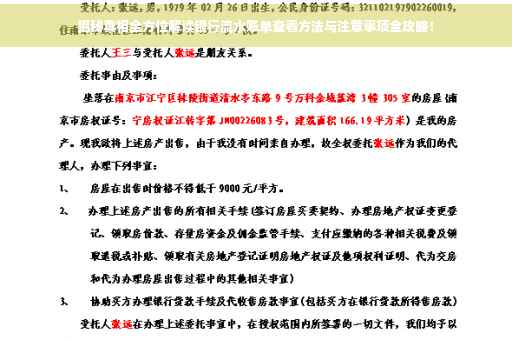 揭秘真相全方位解读银行流水账单查看方法与注意事项全攻略！