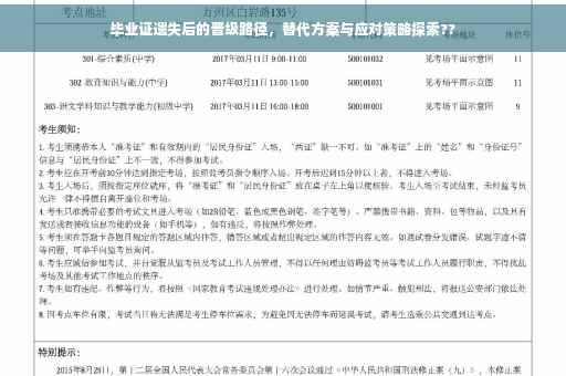 毕业证遗失后的晋级路径，替代方案与应对策略探索??
