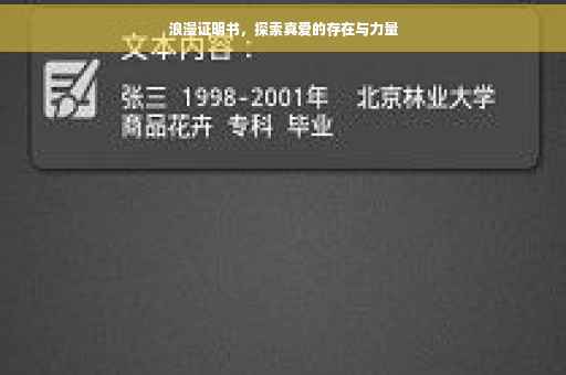 浪漫证明书，探索真爱的存在与力量