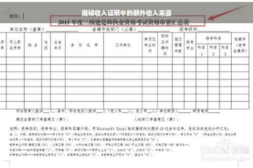 揭秘收入证明中的额外收入来源