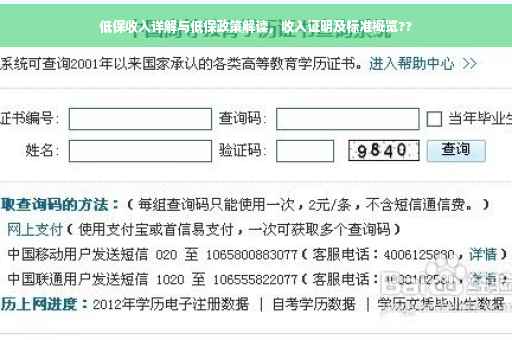低保收入详解与低保政策解读，收入证明及标准概览??