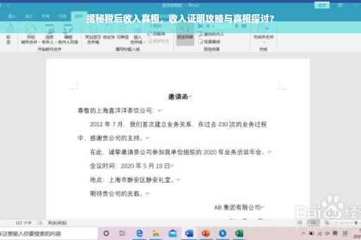 揭秘税后收入真相，收入证明攻略与真相探讨?