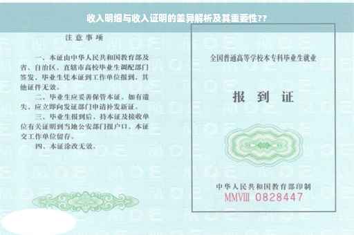 收入明细与收入证明的差异解析及其重要性??