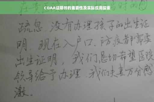 COAA证明书的重要性及实际应用探索