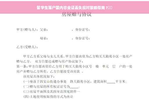 留学生落户国内毕业证丢失应对策略指南 ?⚡️