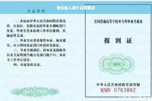 单位收入减少证明概述