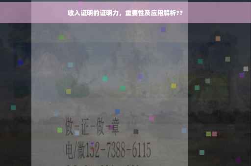 收入证明的证明力，重要性及应用解析??