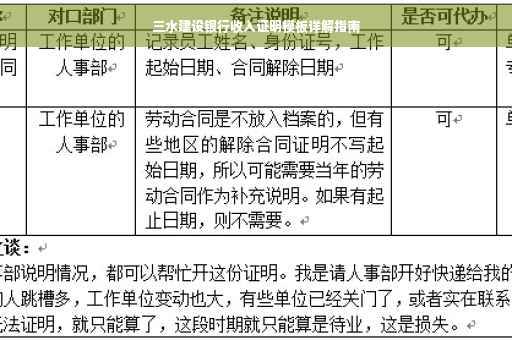 三水建设银行收入证明模板详解指南