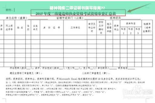 精神残疾二级证明书撰写指南??