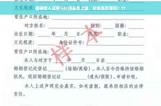揭秘收入证明与社保基数之谜，究竟是否等同？??