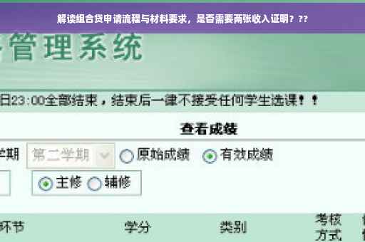 解读组合贷申请流程与材料要求，是否需要两张收入证明？??