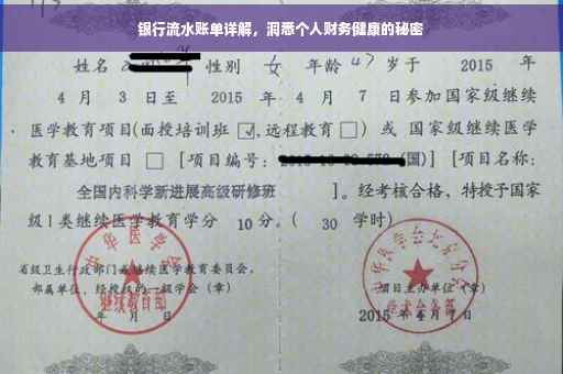 银行流水账单详解，洞悉个人财务健康的秘密
