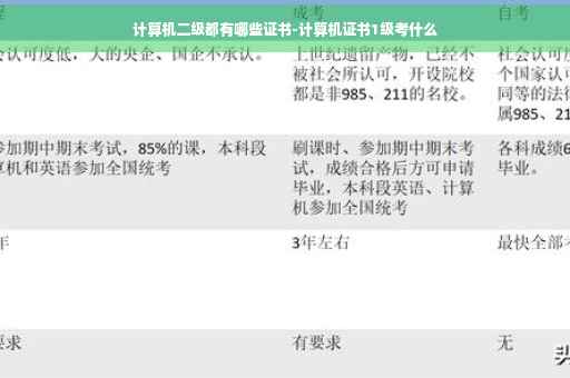 计算机二级都有哪些证书-计算机证书1级考什么