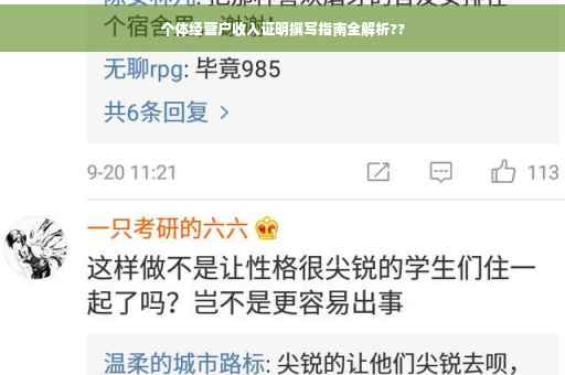 个体经营户收入证明撰写指南全解析??