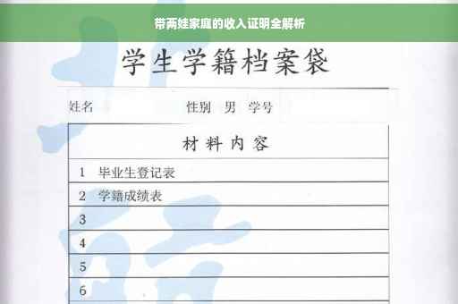 带两娃家庭的收入证明全解析
