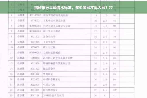 揭秘银行大额流水标准，多少金额才算大额？??