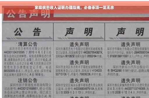 家庭病患收入证明办理指南，必备事项一览无余