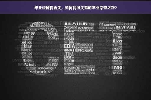毕业证原件丢失，如何找回失落的学业荣誉之路？
