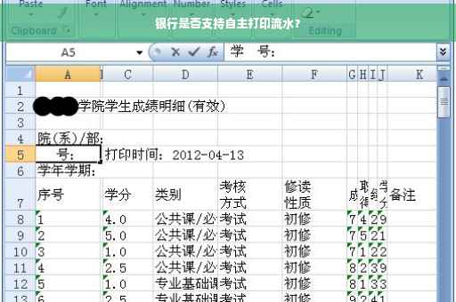 银行是否支持自主打印流水？
