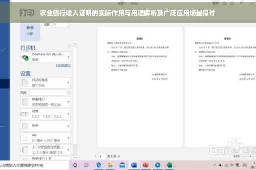 农业银行收入证明的实际作用与用途解析及广泛应用场景探讨
