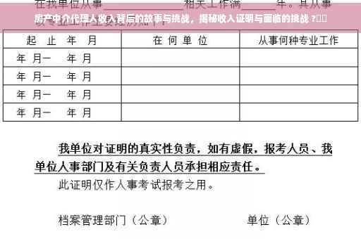 房产中介代理人收入背后的故事与挑战，揭秘收入证明与面临的挑战 ?⚡️