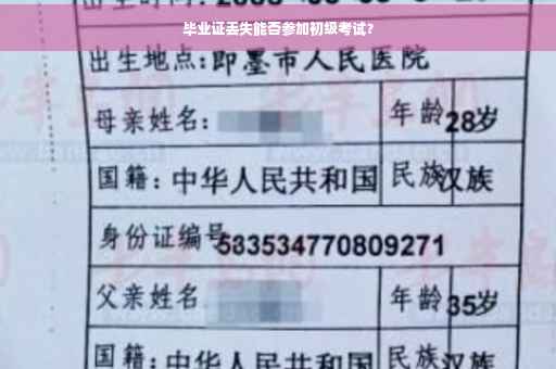 毕业证丢失能否参加初级考试？