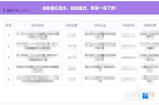 自助银行流水，轻松操作，账目一目了然！