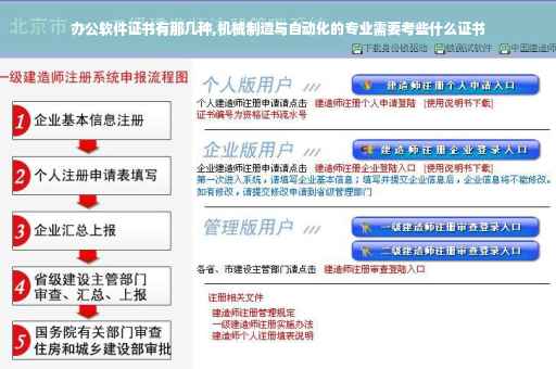 办公软件证书有那几种,机械制造与自动化的专业需要考些什么证书